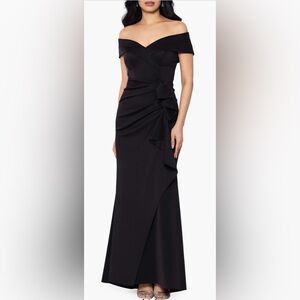 Alex Evenings Off-Shoulder Black Maxi Gown